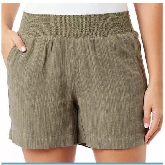 Briggs New York Pants - Briggs Ladies' Linen Blend Short, Green, Large R9